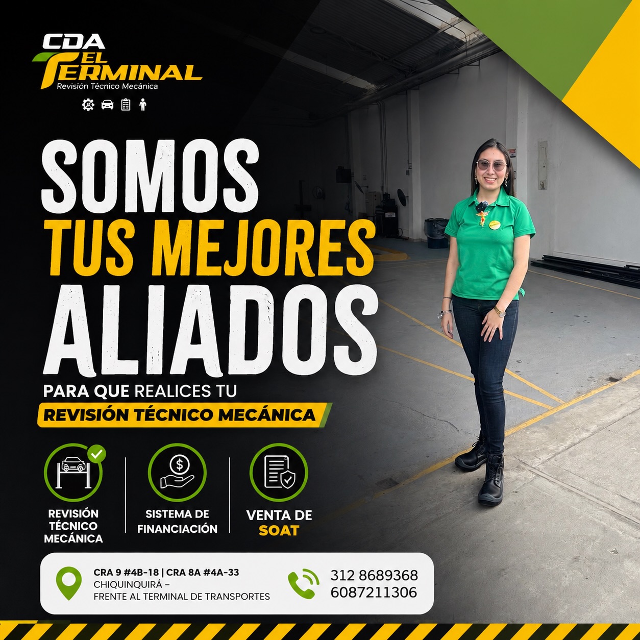 ✨ Somos tus mejores aliados para que realices tu revisión técnico mecánica 🚗✅

En CDA EL TERMINAL trabajamos para brindarte un servicio confiable, ágil y seguro, porque sabemos que tu tranquilidad también va sobre la vía.

Además contamos con:
✔️ Revisión técnico mecánica
✔️ Sistema de financiación
✔️ Venta de SOAT

📍 Visítanos y deja tu vehículo en manos expertas.

#RevisionTecnicoMecanica #CDAElTerminal #SOAT #Financiacion #SeguridadVial Chiquinqui