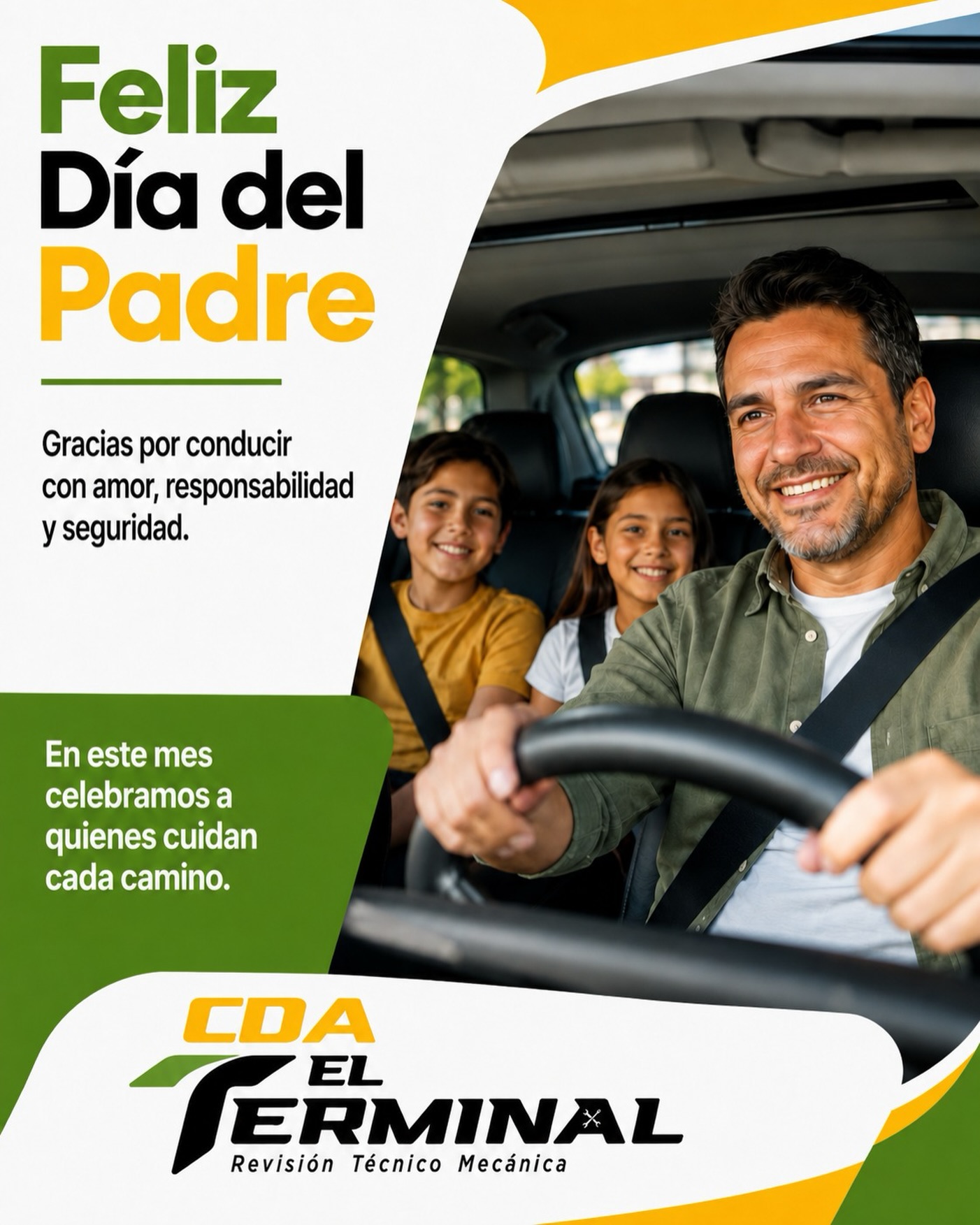 Papá nos enseña que conducir no es solo llegar, es cuidar a quienes más ama. 💚🚗

En CDA EL TERMINAL celebramos a todos los padres que recorren cada camino con amor, responsabilidad y seguridad.

¡Feliz Día del Padre!
Que cada viaje en familia sea seguro y tranquilo.